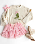 Coquette Christmas Tree Knit Sweater - Kids Clothing Holiday