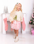 Coquette Christmas Tree Knit Sweater - Kids Clothing Holiday
