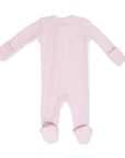 Veiled Pink Ribbed 2 Way Zipper Footie