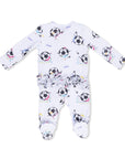 Soccer Balls Playing Soccer Pink - 2 Way Ruffle Back Zipper Footie