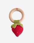 Teether Strawberry Red Cotton Crochet Rattle Baby Toy Summer