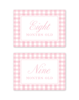 Cavalier Garden Gingham Pink Milestone Cards