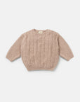 Pecan Fuzzy Cableknit Sweater