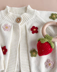 Teether Strawberry Red Cotton Crochet Rattle Baby Toy Summer
