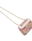 Classic Tweed Handbag with Pearls: Blue