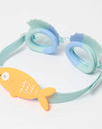 Kids Swim Goggles Finn the Fish Aqua Blue