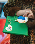Hand-painted New York Loves You Heart Bag Charm + Keychain | Eco-Friendly