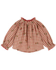Terracotta Gingham Embroidered Blouse