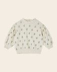 Ecru Floral Velour Sweatshirt