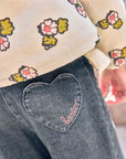 Rose Pink Pull on Denim Pants