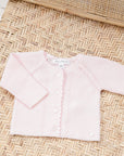 Pink Pointelle Cotton Cardigan