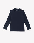 Navy Piped Mock Turtleneck