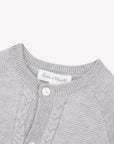 Grey Wool Cashmere Cableknit Trim Cardigan