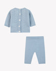 Blue Wool Cashmere Cableknit Set