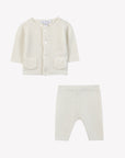 Wool Cashmere Ivory Ribbed Baby Set