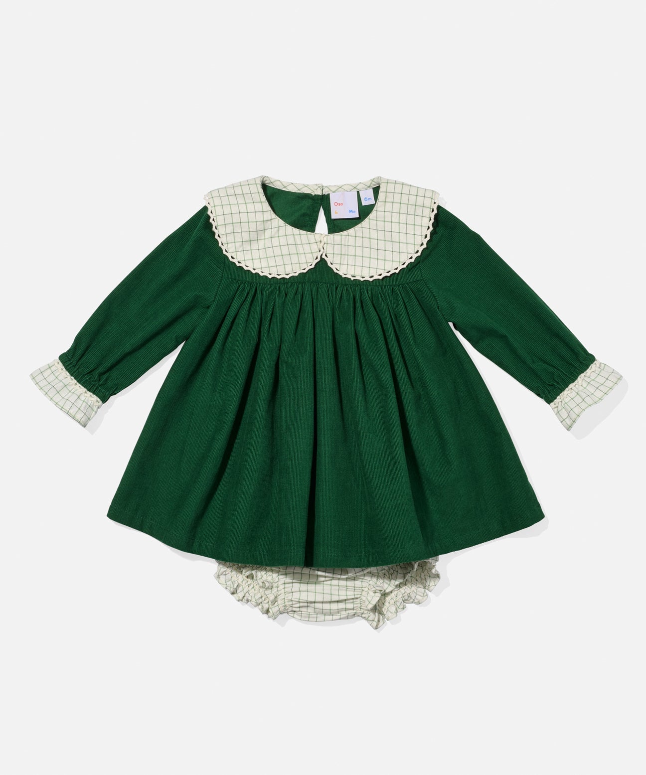 Delphina Baby Dress- Green Corduroy The Little NY Delphina Baby Dress- Green Corduroy The Little NY