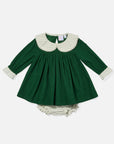 Delphina Baby Dress- Green Corduroy