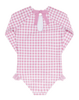 Pink Gingham Rashguard One Piece