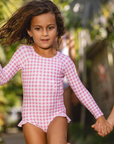 Pink Gingham Rashguard One Piece