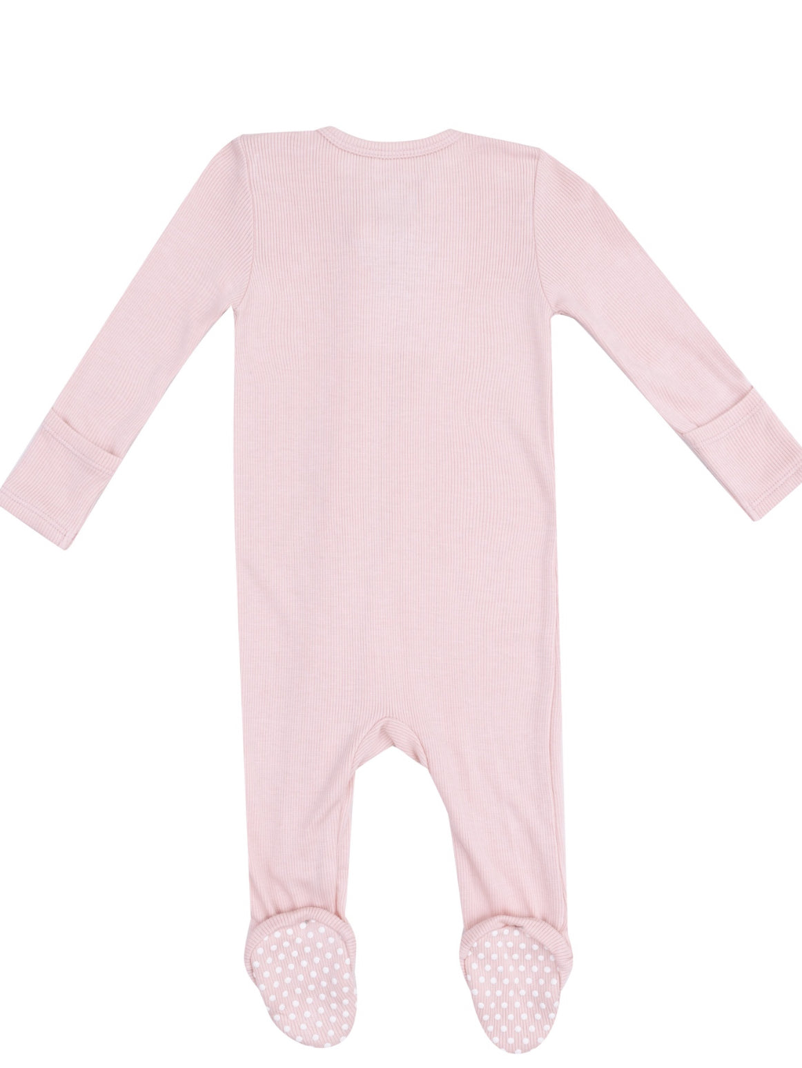 Solid Rose Ribbed 2 Way Zipper Footie