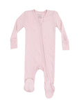 Solid Rose Ribbed 2 Way Zipper Footie