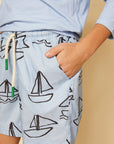 Recycled Fishing Net Saiboat Swim Trunks w/ SPF 50