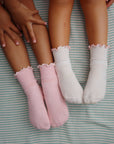 2 Pack Frill Socks (rose/ off white)