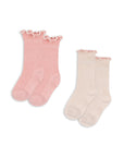2 Pack Frill Socks (rose/ off white)