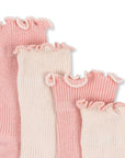 2 Pack Frill Socks (rose/ off white)