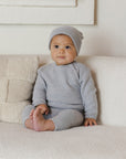 Organic Cotton Heathered Blue Baby Hat