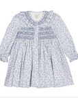 Adeline Blue Floral Smocked Dress