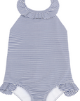 Harbor Stripe Textured Halter One Piece