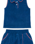 Navy Terry Cloth Polo & Skort Set