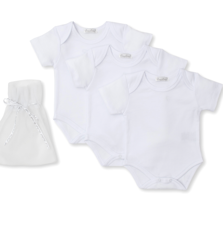 Kissy Basic 3 Pack Onesie Set- White