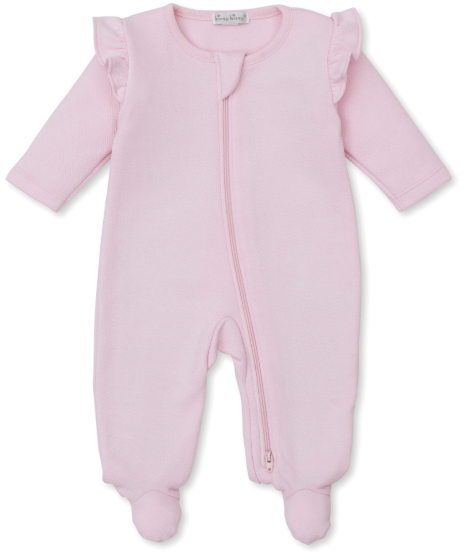 Kissy Kissy Pink Jacquard Zip Footie