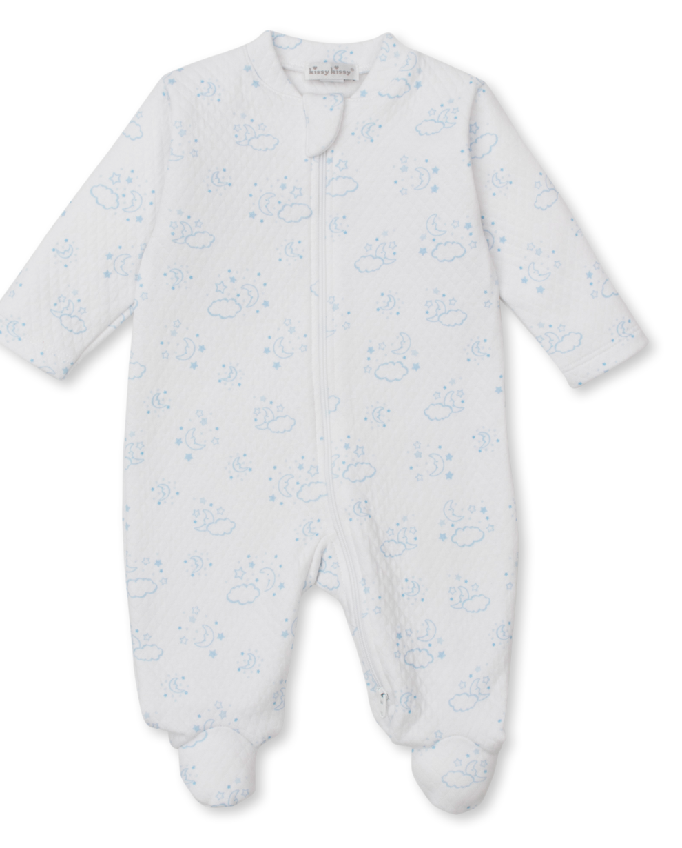 Kissy Kissy Blue Cheerful Goodnight Zip Footie