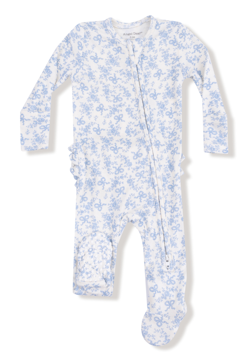 Romi Floral Ribbed 2 Way Zipper Footie