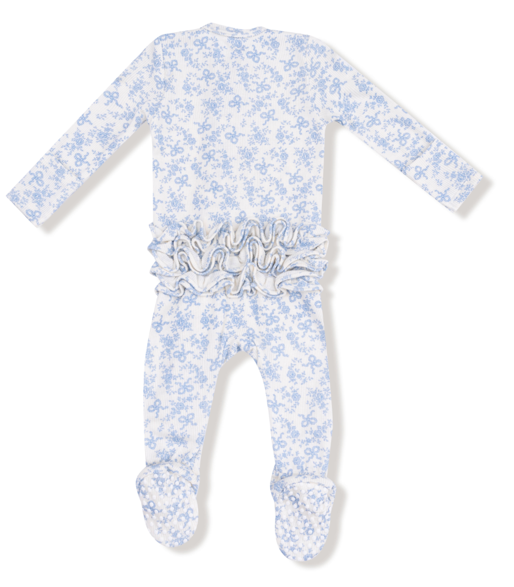 Romi Floral Ribbed 2 Way Zipper Footie