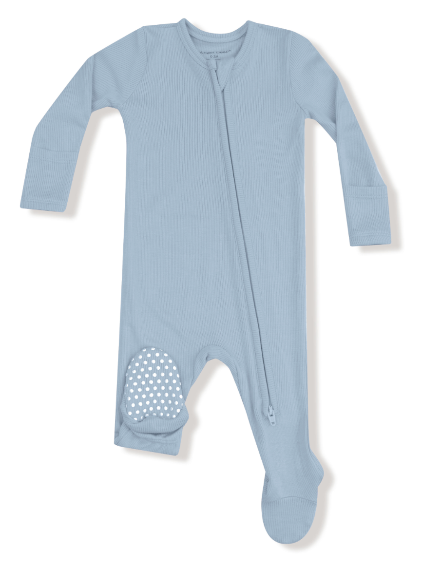 Niagra Mist Ribbed 2 Way Zipper Footie