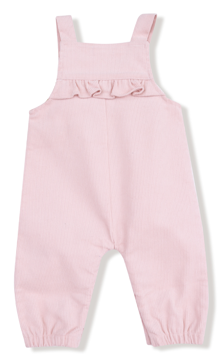 Veiled Pink Corduroy Ruffle Overall