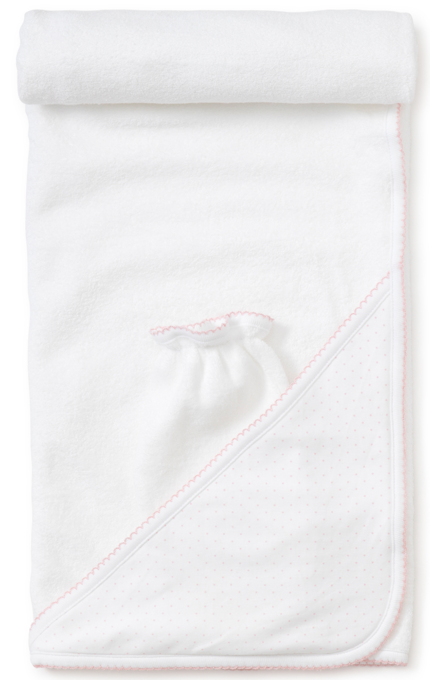 Kissy Kissy Pink Dot Hooded Towel & Mitt