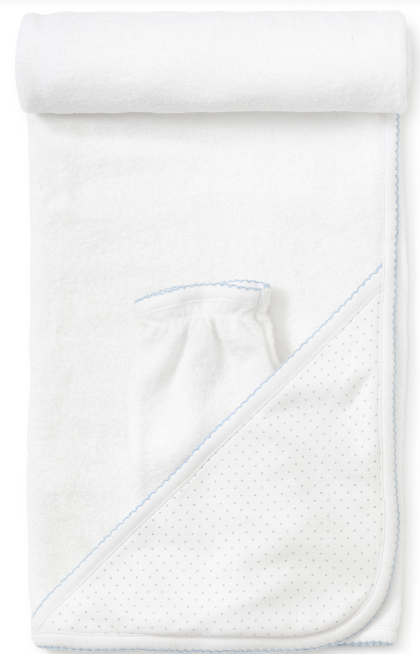 Kissy Kissy Blue Dot Hooded Towel & Mitt
