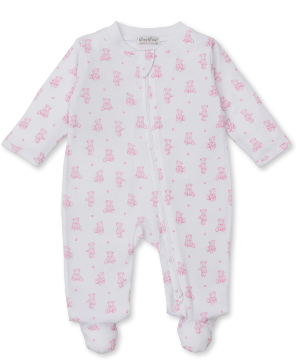 Kissy Kissy Pink Teddy Bear Zip Footie