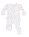 Dainty Buds And Bows 2-Way Ruffle Back Zipper Footie