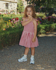 Isotta Raspberry Check Dress