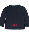 Race Cars Crochet Navy Baby Sweater