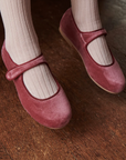 Dusty Pink Velvet Girl Mary Jane Shoes