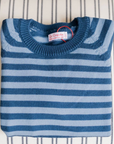 Petrol Blue Stripe Bromo Merino Boy Jumper | La Coqueta