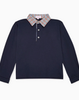 Navy Check Tijo Long Sleeve Boy Rugby Shirt | La Coqueta