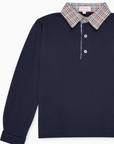 Navy Check Tijo Long Sleeve Boy Rugby Shirt | La Coqueta